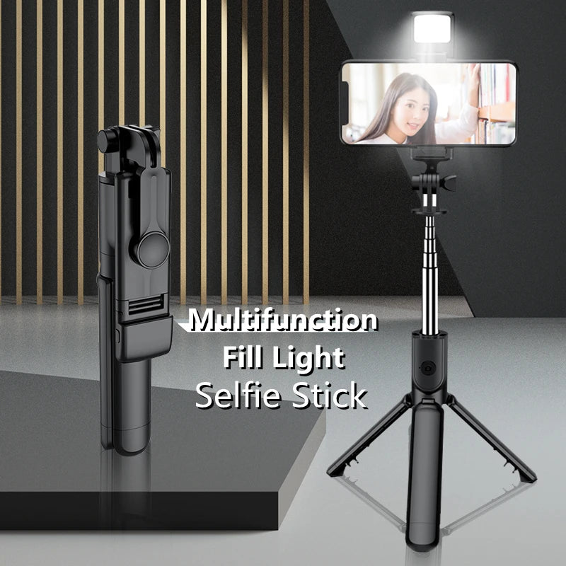 Vibe Glow Tripod Cell Phone Selfie Stick; Bluetooth Remote Wireless with Beauty Fill Light